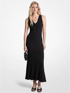 Платье-майка из эластичного трикотажа в рубчик Michael Kors, черный