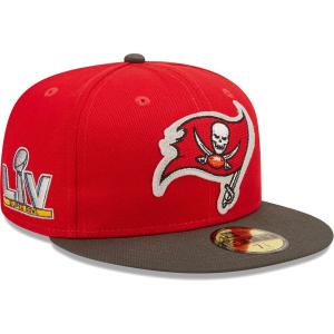 Мужская облегающая шляпа New Era Red/Pewter Tampa Bay Buccaneers Super Bowl LV Letterman 59FIFTY