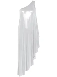 Туника асимметричного кроя на одно плечо Norma Kamali, серебряный