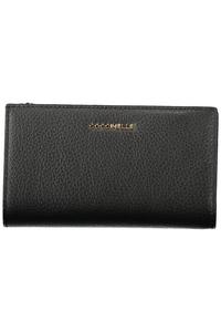Женский кошелек Coccinelle кожаный с 2 отделениями и логотипом бренда, черный