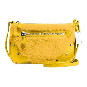 COACH Сумка кросс-боди Rhyder Pebbled Leather With Shearling, Sheepskin, маленькая женская сумка через плечо, yellow