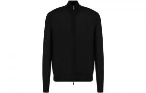 Кардиган на молнии из чистой шерсти EMPORIO ARMANI, черный