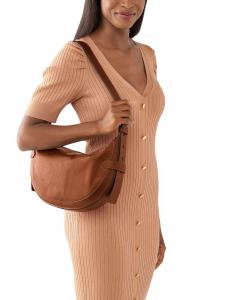 Женская кожаная сумка-хобо Fossil коричневого цвета с отделением для смартфона (ZB1847200)