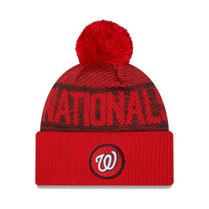 Мужская красная спортивная вязаная шапка Washington Nationals Authentic Collection с манжетами и помпоном New Era