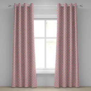 Шторы на люверсах ABAKUHAUS с цветочным рисунком, абстрактный европейский традиционный горошек, симметричный, вдохновленный природой, декоративные двухпанельные шторы, 280 см x 245 см, цвет белый, синий, красный