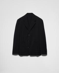 Однобортный пиджак из шерстяной смеси Prada, черный
