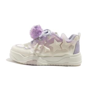 BEIER Скользоустойчивые женские скейтерские кеды с низким верхом - бежево-фиолетовые, 2 пары фиолетовый мяч, цвет Beige Purple, 2 Pack Purple Ball