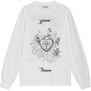 Re Cut Heavy Long Sleeve T shirt GANNI, белый