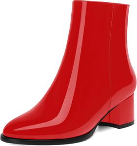 Женские лаковые вечерние ботильоны NUMALEO с молнией, круглый носок, устойчивый низкий каблук 2 дюйма