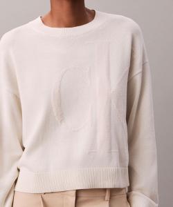 (W) Вязаный свитер Calvin Klein с длинными рукавами из гладкого хлопка. Джинсы Calvin Klein 47E304G