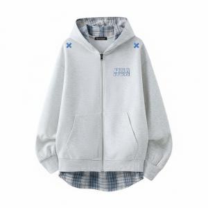 Толстовка Unisex Hooded Thickened Cardigan HUANQIU, [thickened and fleece-lined]белый heather серый