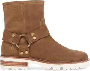 Женские короткие ботинки Frye Olivia Harness - мягкая кожа и замша, массивный каблук, подошва из ЭВА, универсальные цвета, Almond