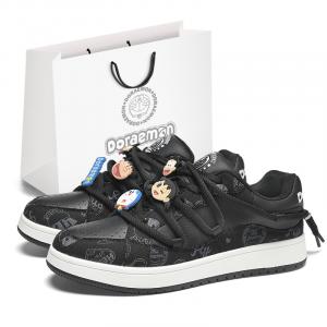 Низкие кроссовки для скейтбординга унисекс Doraemon, Jet Black (Diy Shoe Buckles)