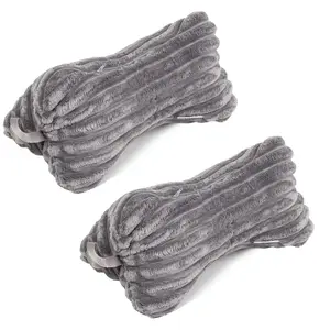 Подушка для чтения H&F "Косточка" 37 x 17 см | 2 шт. | Подушка для шеи и головы для дивана, кровати и путешествий | Моющаяся, серая искусственная замша Home-&-Fashion