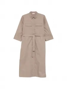 Платье с ремнем и нагрудными карманами Peserico, бежевый