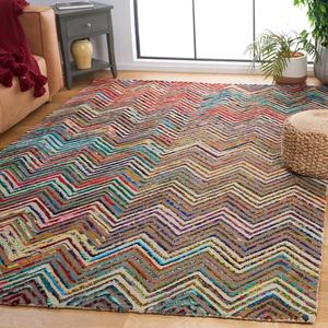 Ковер SAFAVIEH, 183 x 275 см, Nantucket Collection, Beige & Grey, ручной работы, бохо абстрактный шеврон, хлопок и шерсть, идеален для помещений с высокой проходимостью в гостиной, спальне (NAN601B)