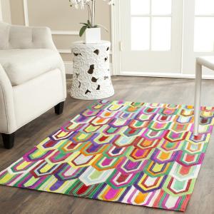 Ковер ручной работы SAFAVIEH, 92 x 153 см, Studio Leather Collection Ivory/Multi STL167A в стиле Mid-Century Modern