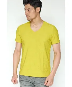 Футболка с короткими рукавами и V-образным вырезом с растительным рисунком Tornado Mart, цвет Yellow