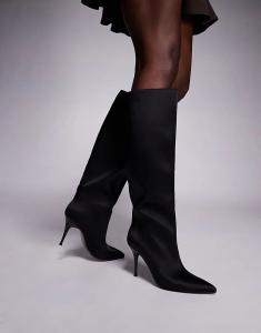 Сапоги Corinne на шпильке ASOS DESIGN из черного атласа