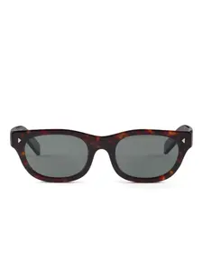 Солнцезащитные очки в овальной оправе Prada, коричневый