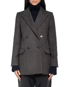 Пальто Miew из шерстяной смеси с шевронным узором Zadig & Voltaire, коричневый