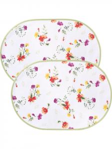 Erwin Müller Салфетки под тарелку из смесовой хлопковой ткани, 2 шт , с цветочным рисунком