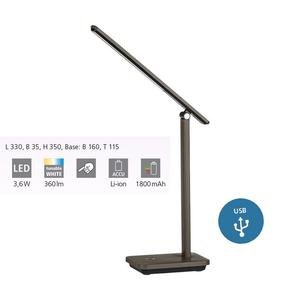 Светодиодная настольная лампа INIESTA пластик черный, капучино, белый 3,6Вт 3000-6500K Д:33см Ш:3,5см В:35см с диммированием сенсорным диммером EGLO