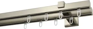 Карниз для штор GARESA "Нора", 2 направляющие, желаемая длина, комплект для штор, легко крепится на стену, выдвижной, колпачок 280 см, цвет edelstahlfarben