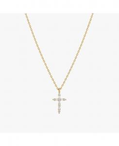 Колье с крестом ирис, кулон в виде креста с кристаллами, изящное, символ веры, подарок Bearfruit Jewelry, Yellow gold