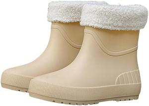 Женские водонепроницаемые ботинки до щиколотки, ботинки Челси, короткие дождевые ботинки для женщин и водонепроницаемая обувь для сада DDWRGD, Thickened Khaki