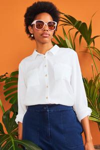 Рубашка Софи из органического хлопка с набивным наполнителем White Stuff, белый