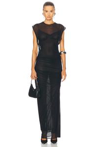 Длинное платье из бархатного флока Jean Paul Gaultier, черный