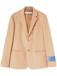 Однобортный пиджак с вышитым логотипом OFF-WHITE, коричневый