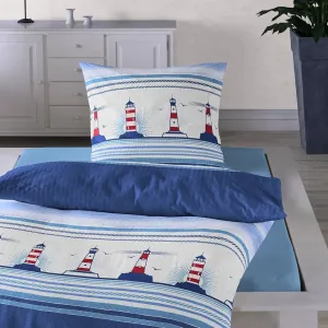 Постельное белье Dream Sleep Seersucker Lighthouse 240x220 см + 2 x 80x80 см Traumschlaf