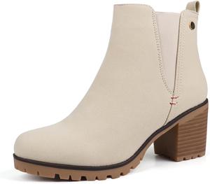 Женские повседневные ботильоны JABASIC с блочным каблуком и эластичными вставками в стиле Челси, Sand