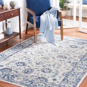 Ковер SAFAVIEH, 122 x 183 см,  Brentwood Collection, синий и светло-серый, восточный дизайн, без линьки и прост в уходе, идеален для помещений с высокой проходимостью: прихожая, гостиная, спальня (BNT874M)