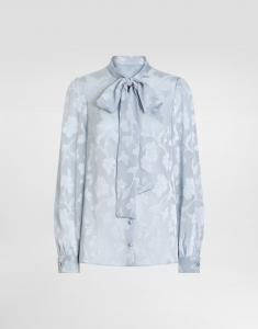 Шифоновая рубашка с цветочным жаккардовым узором fil coupé Dolce & Gabbana, лазурный