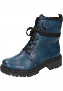 Женские зимние ботинки Rieker высокие на шнуровке, синий