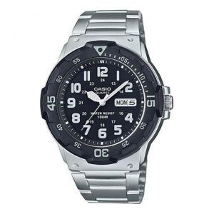 Часы CASIO 100Meters Water-Proof Steel Band Black Men's Quartz Sports Mens Silver Analog, цвет silver