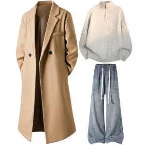 Повседневная спортивная одежда Unisex с лацканом Moderate X1617, earth желтый coat+белый серый sweater+синий pants