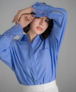 Рубашка с кружевными манжетами Noela, цвет Blue