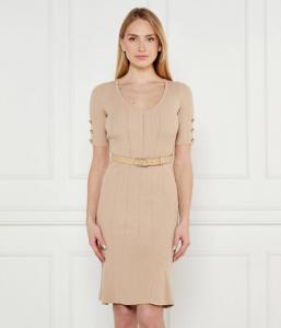 Платье Guess миди с поясом, бежевый