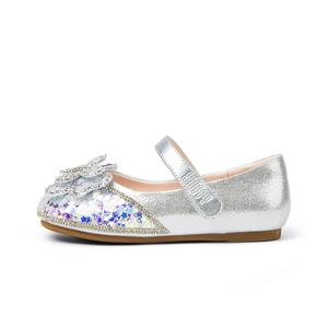 Коллекция мерцающей обуви. Нескользящая и дышащая детская кожаная обувь. Snoffy, серебряный