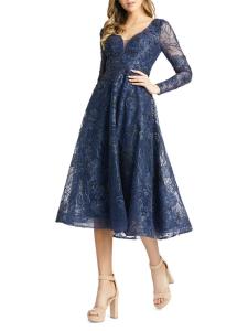 Платье-клеш с декоративными вставками длиной до колена Mac Duggal, цвет Midnight