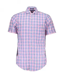 Хлопковая рубашка в клетку с короткими рукавами Gant, мультиколор