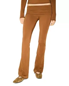 Хлопковые трикотажные брюки с отворотом Skims, коричневый