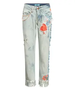 Уникальные дизайнерские джинсы с бахромой для женщин Tooche, синий