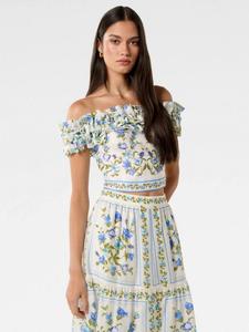 Топ cameron с открытыми плечами Forever New, синий/разноцветный