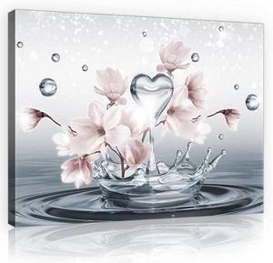 Картина на холсте Wallarena Blumen Abstrakt Wohnzimmer, 60x40x2 см, серый