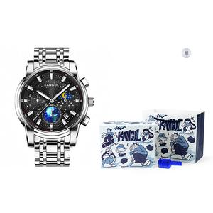 Коллекция Star Кварцевый механизм Металлический ремешок Мужские часы Черный циферблат KANGOL